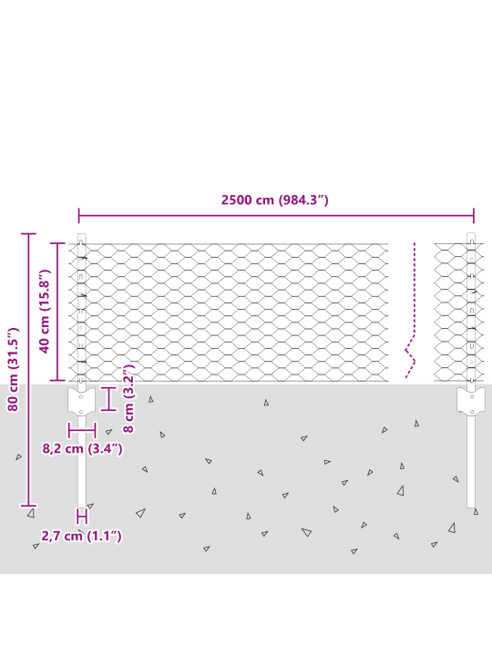 Aia postid 11 tk u-kanal 40 cm tsingitud teras