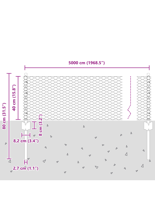 Aia postid 11 tk u-kanal 40 cm zingitud teras