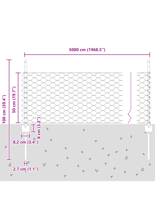 Aiatugipostid 11 tk u-kanaal 60 cm galvaniseeritud teras