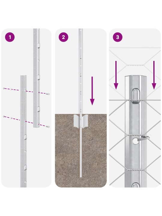 Aia postid 22 tk u-kanali 140 cm galvaniseeritud teras
