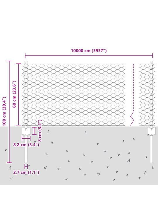Aia postid 11 tk u-kanal 60 cm galvaniseeritud teras