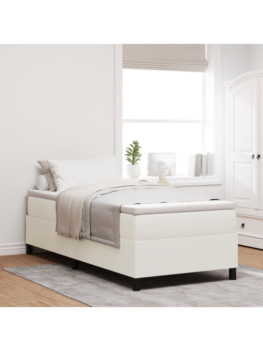 Üksik box spring voodi kreemjas korduroo kangas
