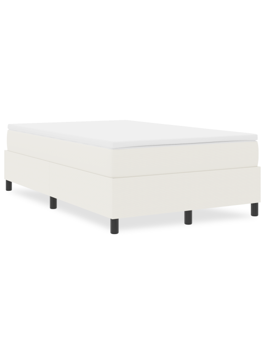 Box spring voodi kreemjas väike kaheinimesevoodi veluurkangas