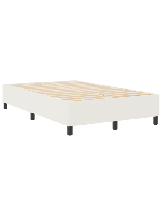 Box spring voodi kreemjas väike kaheinimesevoodi veluurkangas