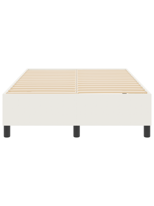 Box spring voodi kreemjas väike kaheinimesevoodi veluurkangas