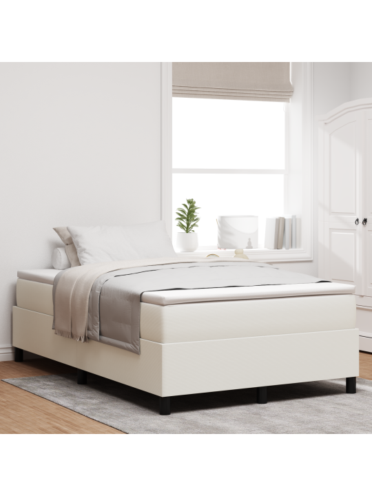 Box spring voodi kreemjas 120x200 cm teksariidest