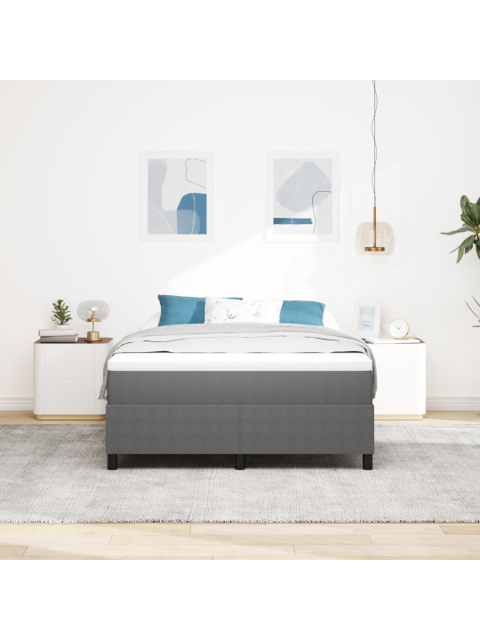 Box spring voodi helehall 140x200 cm korduurkangas
