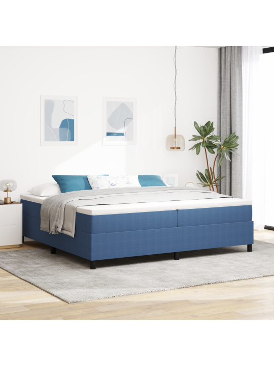 Kasti vedrustusvoodi sinine 200x200 cm korduroo kangas