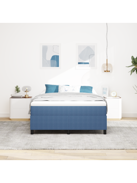 Kastispringvoodi koos madratsiga sinine 140x200 cm kröödikangast