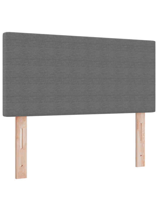 Kastipõhi voodi madratsiga helehall 80x200 cm korduroo kangas