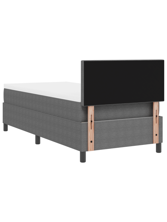 Kastipõhi voodi madratsiga helehall 80x200 cm korduroo kangas
