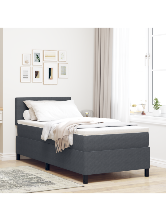 Box spring voodi koos madratsiga tumehall 80x200 cm sametkangas