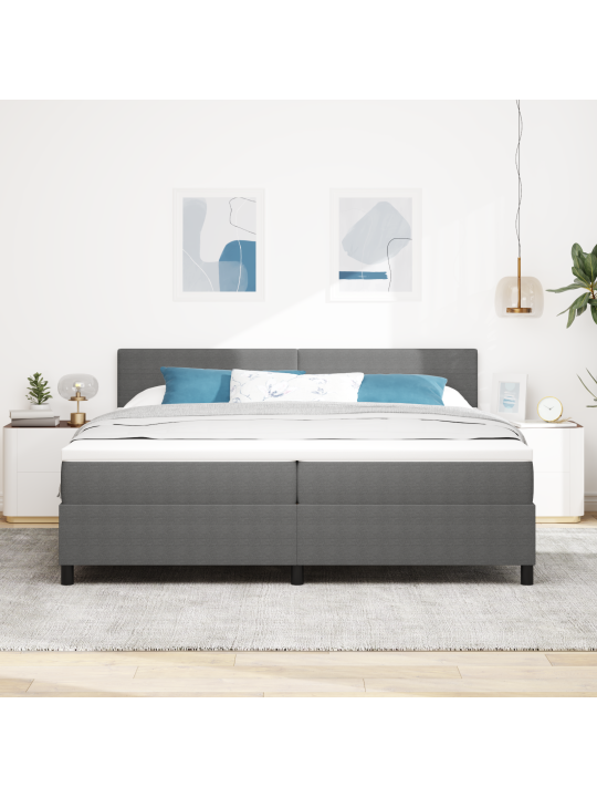 Kastmadrats koos madratsiga helehall 200x200 cm kordne kangas