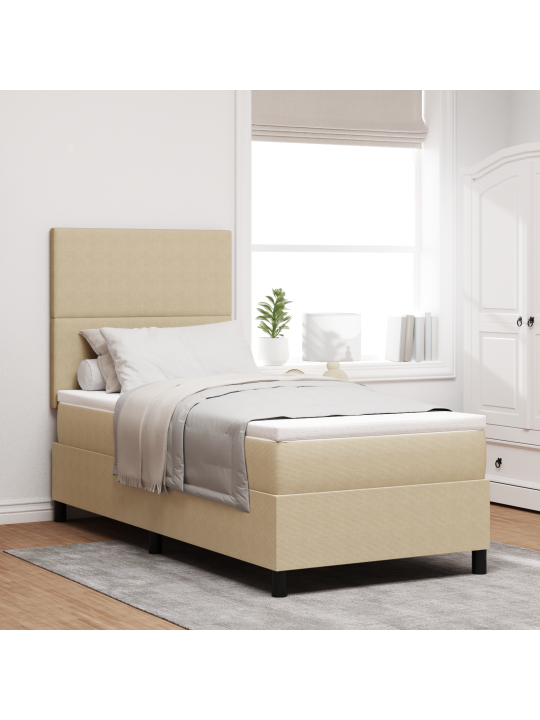 Box spring voodi koos madratsiga hele roheline hall 90x200 cm kašmiir kangas