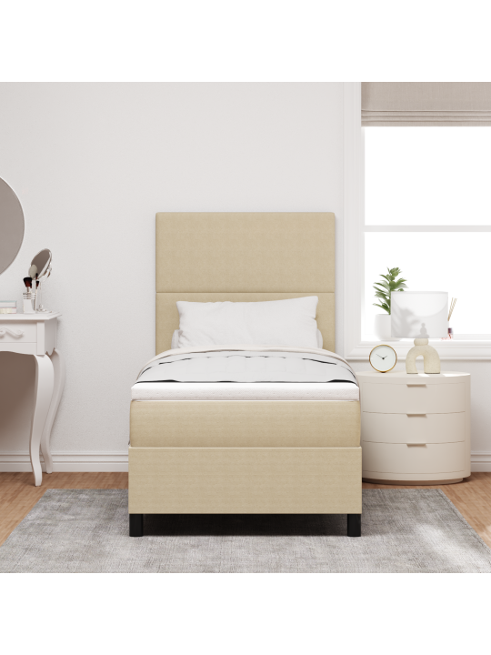 Box spring voodi koos madratsiga hele roheline hall 90x200 cm kašmiir kangas