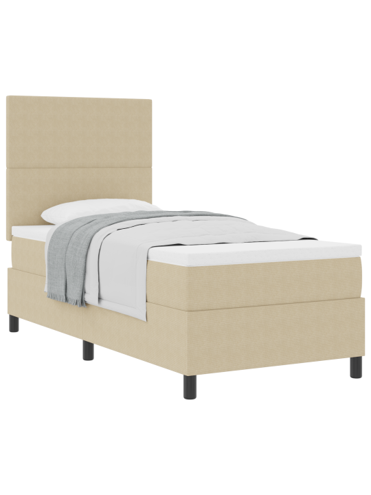 Box spring voodi koos madratsiga hele roheline hall 90x200 cm kašmiir kangas