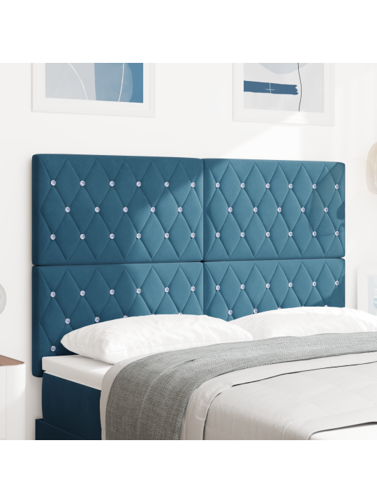 Voodiots kristallnuppudega tufted tume sinine 160 cm samet