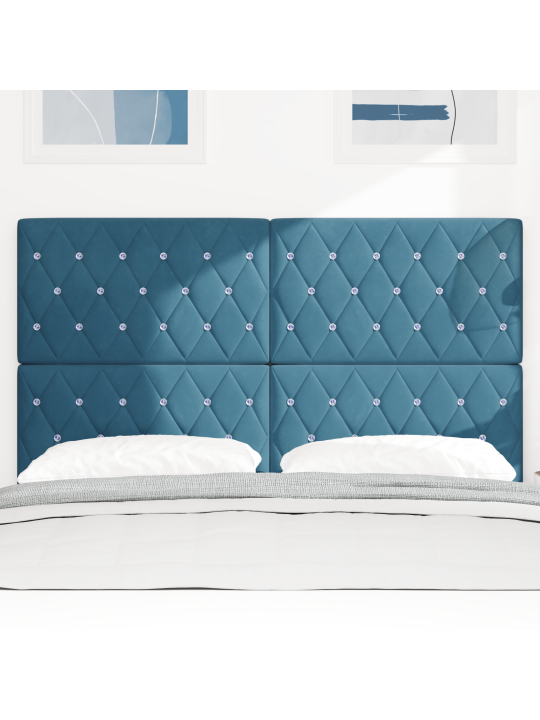 Voodiots kristallnuppudega tufted tume sinine 160 cm samet