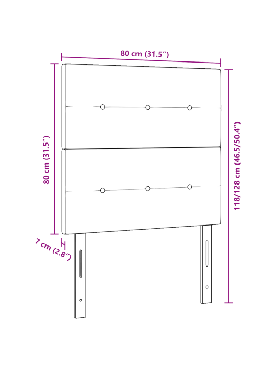 Voodipeats nööpidega roosa 80 cm samet
