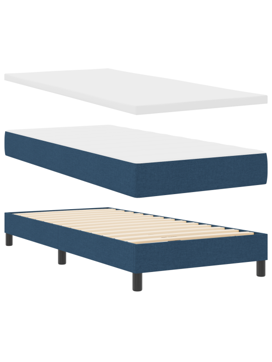 Box spring voodi madratsiga sinine 90x190 cm kangas