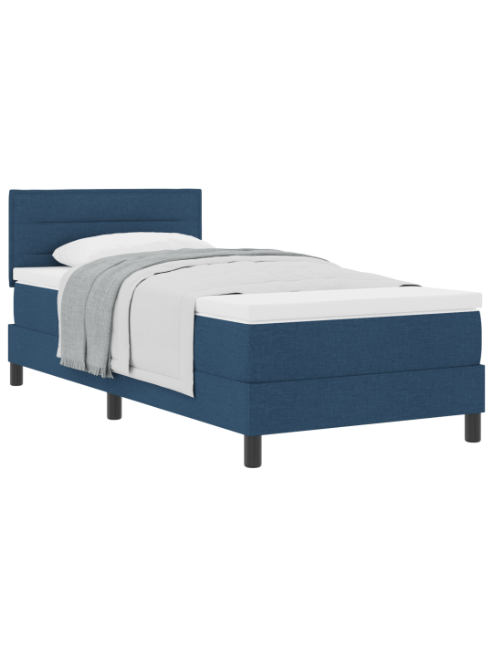Box spring voodi madratsiga sinine 90x190 cm kangas