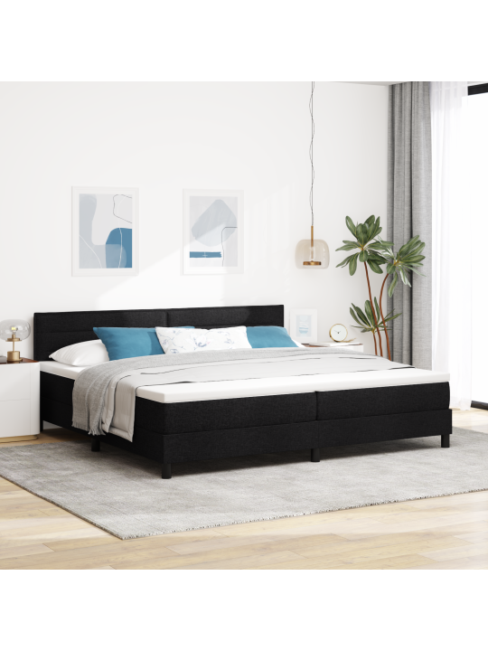 Box spring voodi madratsiga must 200x200 cm kangas