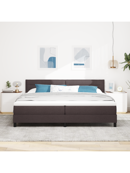 Kasti põhiline voodi koos madratsiga tumepruun 200x200 cm riie
