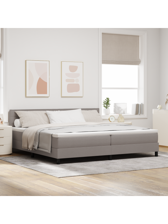 Kastisppringi voodi koos madratsiga taupe 200x200 cm kangast