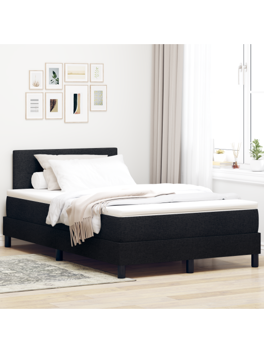 Box spring voodi madratsiga must 120x200 cm kangas