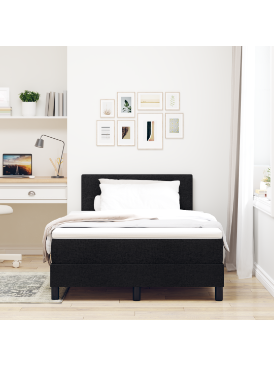 Box spring voodi madratsiga must 120x200 cm kangas