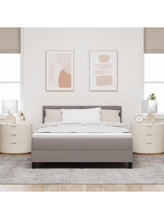 Kastispringvoodi madratsiga taupe 140x190 cm kangas