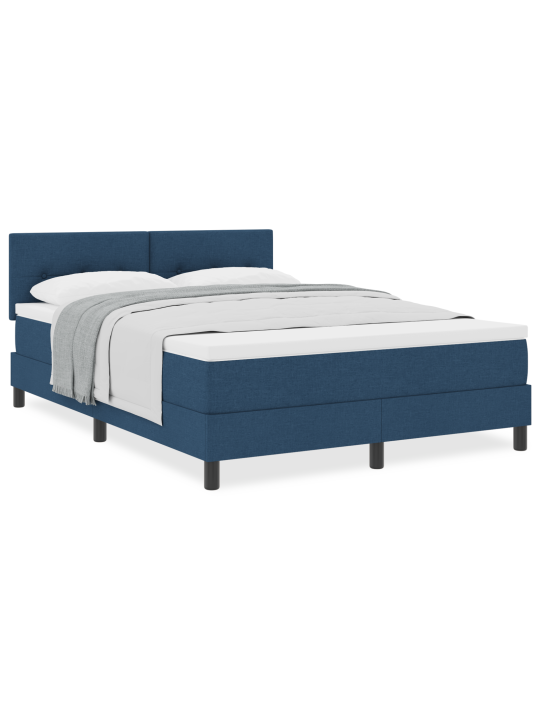 Box spring voodi madratsiga sinine 140x200 cm kangas