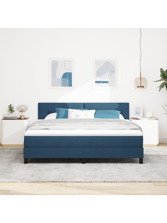 Karbivedrustuse voodi madratsiga tumesinine 180x200 cm kangas