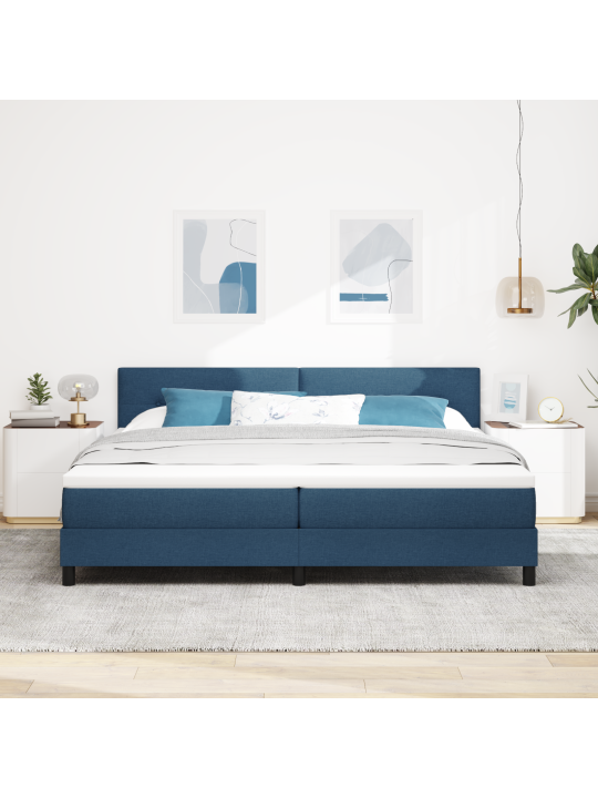 Box spring voodi koos madratsiga sinine 200x200 cm kangas
