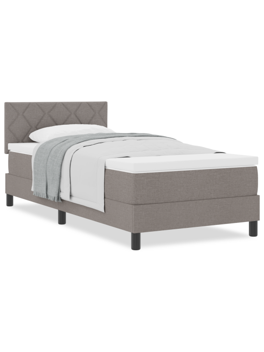 Voodi kasti madratsiga taupe 100x200 cm kangast