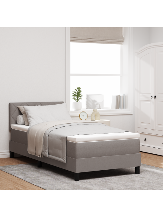 Voodi kasti madratsiga taupe 100x200 cm kangast