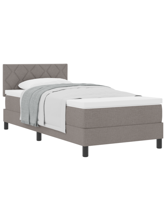 Voodi kasti madratsiga taupe 100x200 cm kangast