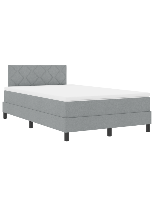 Kast vedru voodi madratsiga helehall 120 x 190 cm kangas