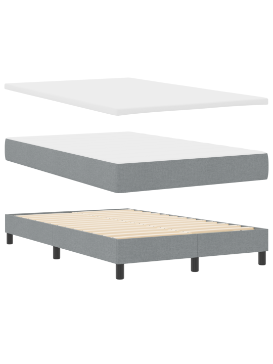 Kast vedru voodi madratsiga helehall 120 x 190 cm kangas