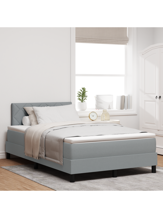 Kast vedru voodi madratsiga helehall 120 x 190 cm kangas