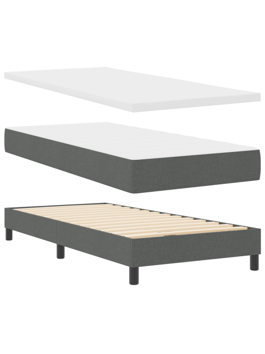 Box spring voodi koos madratsiga tumedast hallist 120x200 cm kangast
