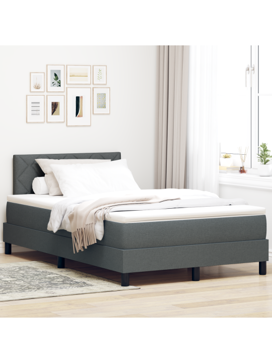 Box spring voodi koos madratsiga tumedast hallist 120x200 cm kangast