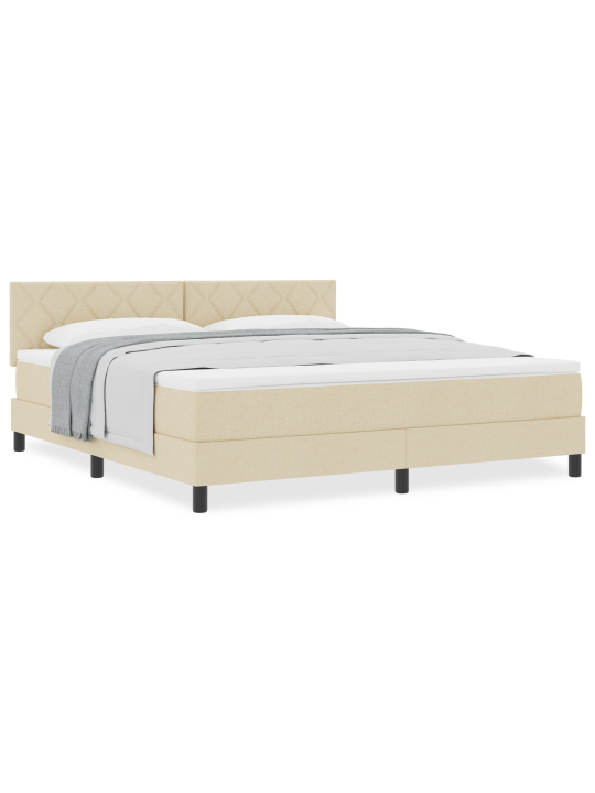 Box spring voodi madratsiga kreemikas 180x200 cm kangas