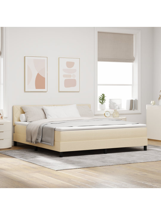 Box spring voodi madratsiga kreemikas 180x200 cm kangas
