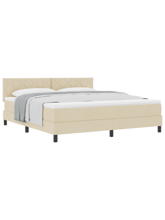 Box spring voodi madratsiga kreemikas 180x200 cm kangas