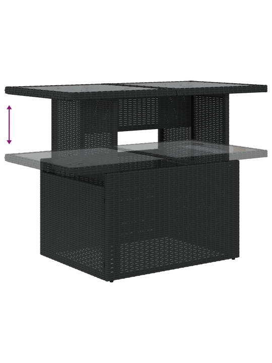6-osaline aia diivanikomplekt koos patjadega must polü rattan
